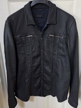 John Varvatos Men's Black Snap-Front Jacket